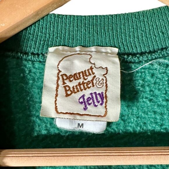 Vintage 90s Peanut Butter And Jelly Halloween Scarecrow Green Sweatshirt Medium - Picture 3 of 4